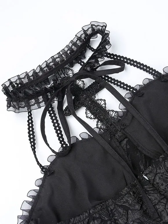 Gothic Lolita Dresses Jumper Skirt Ruffles Jacquard Black