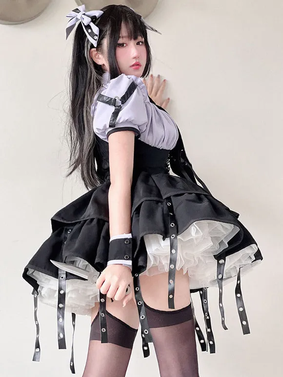 Gothic Lolita Dresses Lace Up Grommets Purple