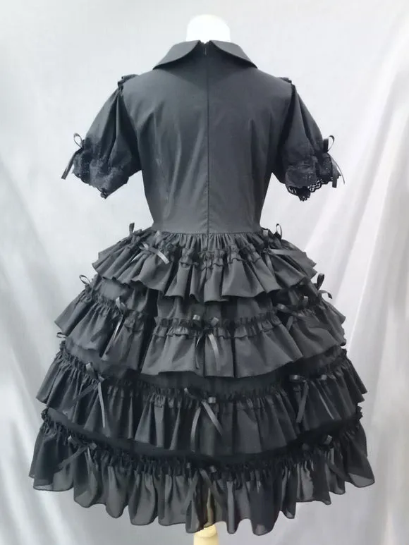 Gothic Lolita Dresses Lace Bows Black