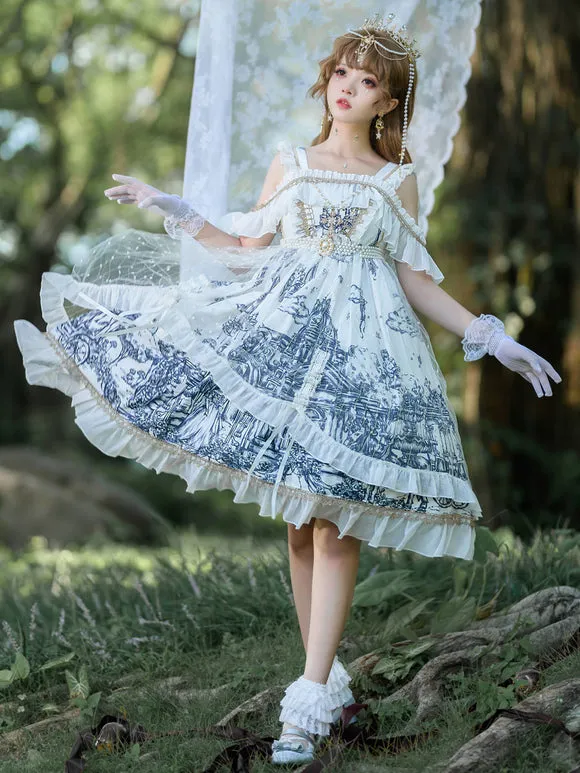 Gothic Lolita Dresses Lace Ruffles Black White