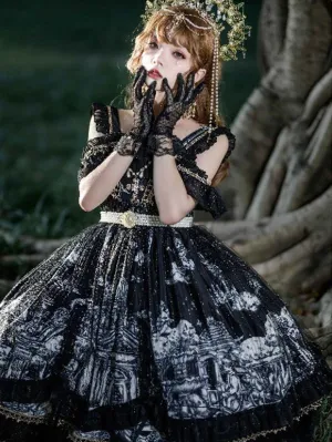 Gothic Lolita Dresses Lace Ruffles Black White