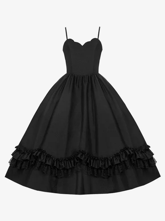 Gothic Lolita Dresses Ruffles Black Black