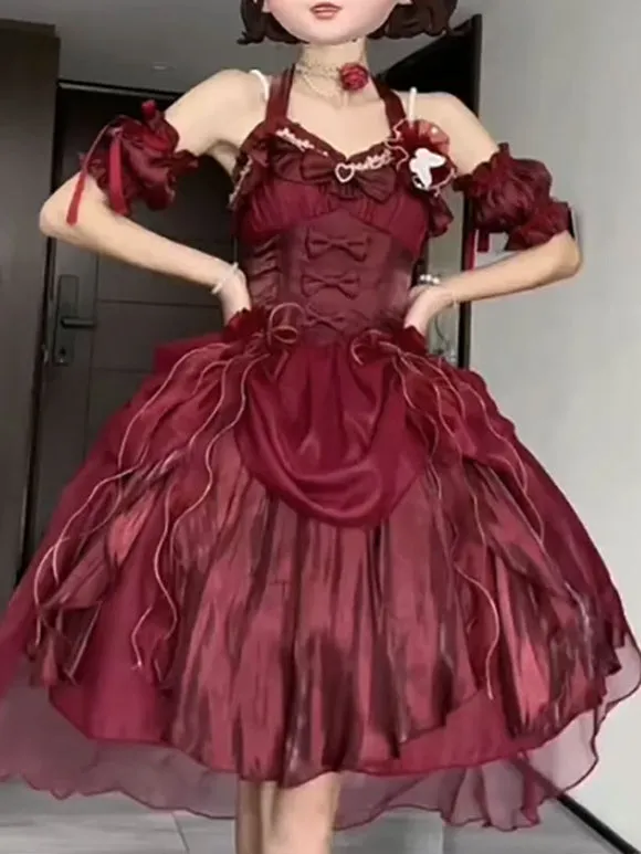 Gothic Lolita Dresses Ruffles Bows Black Ecru White