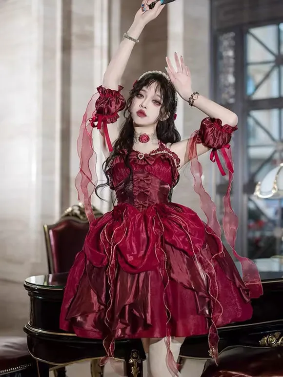 Gothic Lolita Dresses Ruffles Bows Black Ecru White