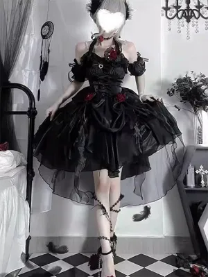 Gothic Lolita Dresses Ruffles Bows Black Ecru White