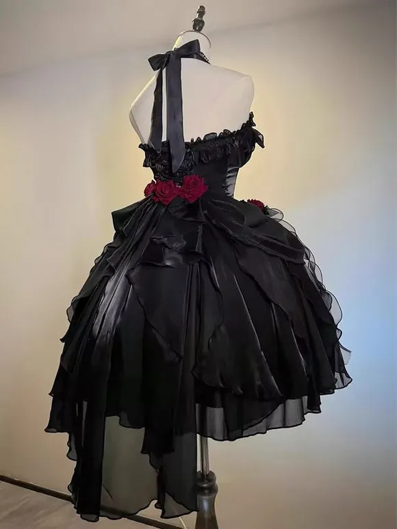 Gothic Lolita Dresses Ruffles Bows Black Ecru White