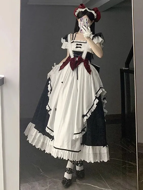 Gothic Lolita Dresses Ruffles Bows Maid Lolita Dress