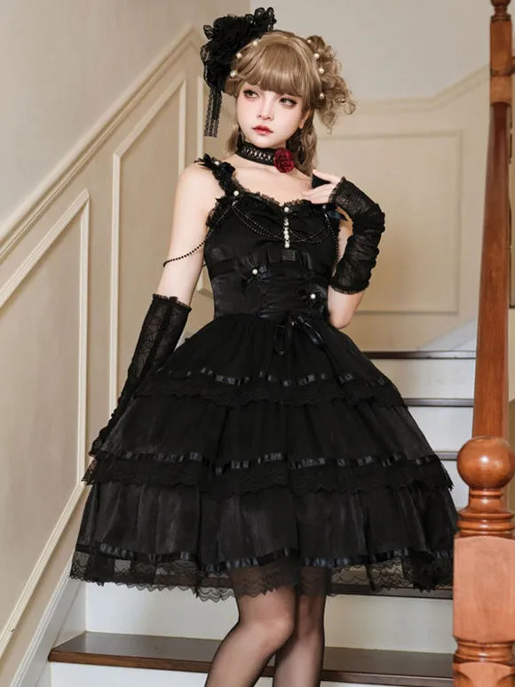 Gothic Lolita Dresses Ruffles Chains White White