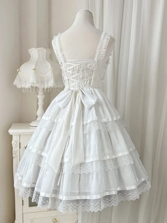 Gothic Lolita Dresses Ruffles Chains White White
