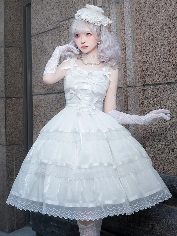 Gothic Lolita Dresses Ruffles Chains White White