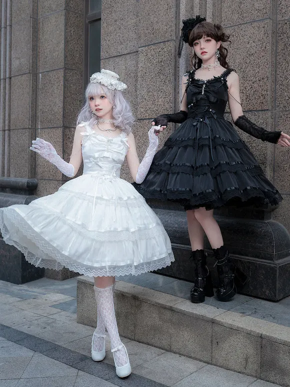 Gothic Lolita Dresses Ruffles Chains White White