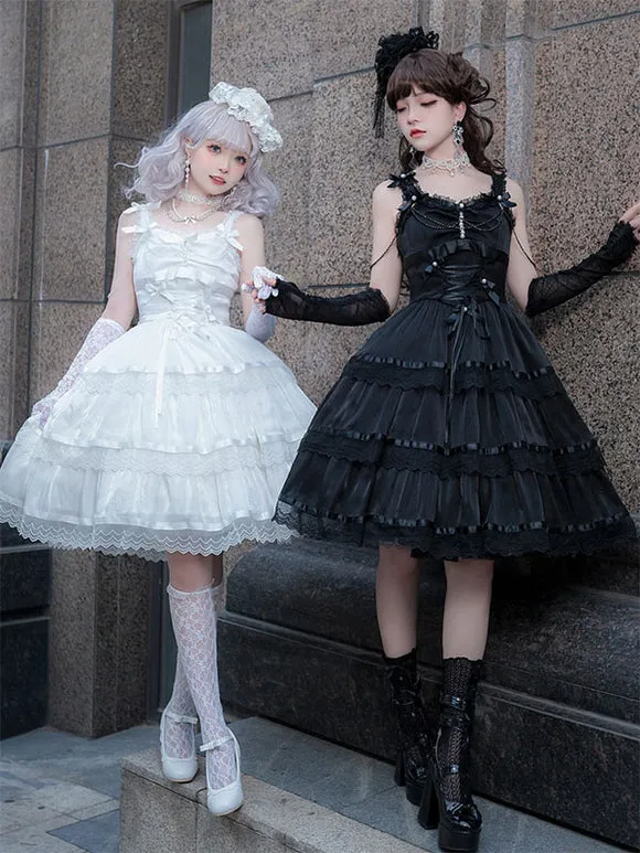 Gothic Lolita Dresses Ruffles Chains White White
