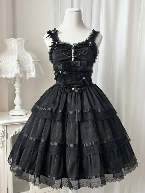Gothic Lolita Dresses Ruffles Chains White White