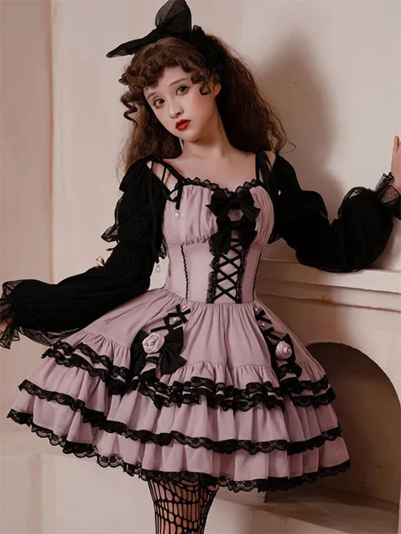 Gothic Lolita Dresses Ruffles Flowers Pink Pink