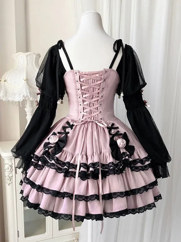 Gothic Lolita Dresses Ruffles Flowers Pink Pink
