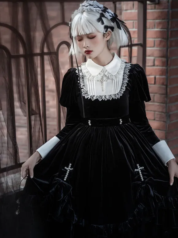 Gothic Lolita Dresses Ruffles Lace Black