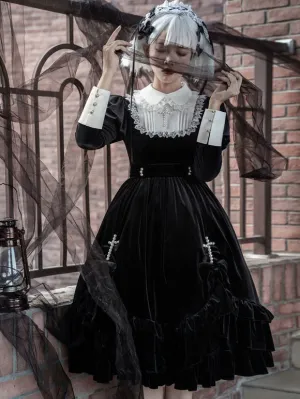 Gothic Lolita Dresses Ruffles Lace Black