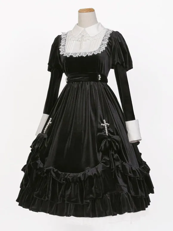 Gothic Lolita Dresses Ruffles Lace Black