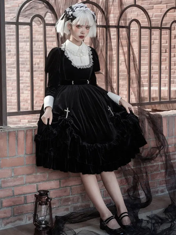 Gothic Lolita Dresses Ruffles Lace Black
