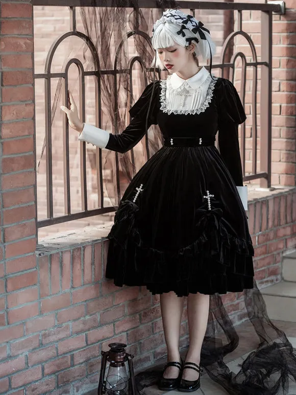 Gothic Lolita Dresses Ruffles Lace Black