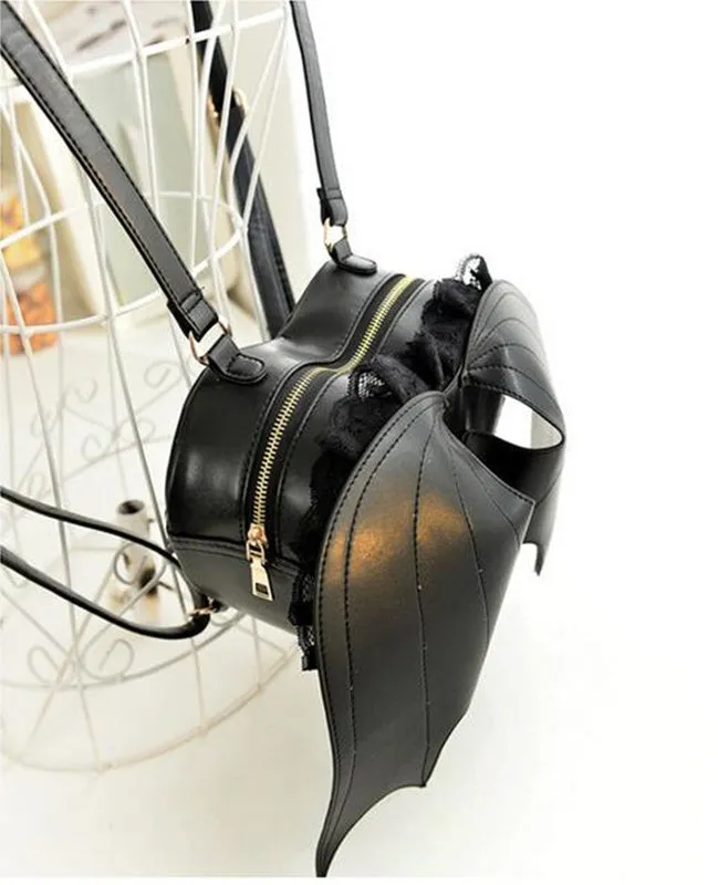 Gothic Lolita Handbag Bat Metal Details PU Black Lolita Accessory