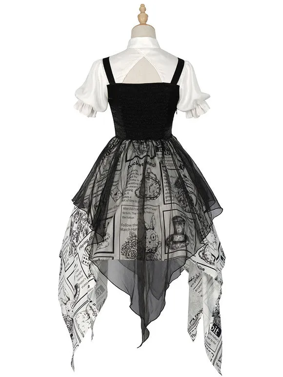 Gothic Lolita OP Dress Black Bows Short Sleeve Polyester Lolita One Piece Dress