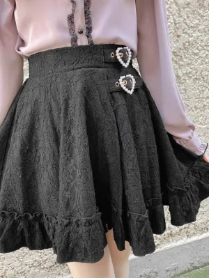 Gothic Lolita Skirt Black Grommets Ruffles Lolita Skirts