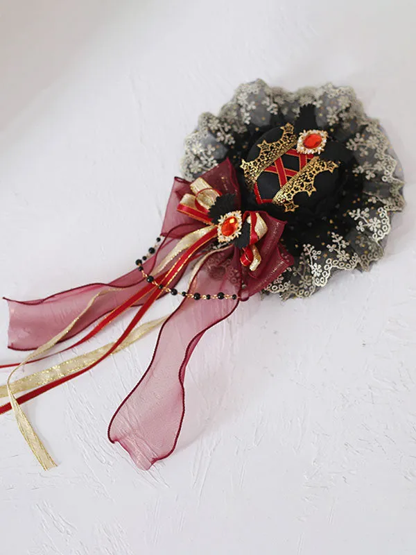 Gothic Top Hat Lace Bow Fascinator Hair Clip Vintage Accessory