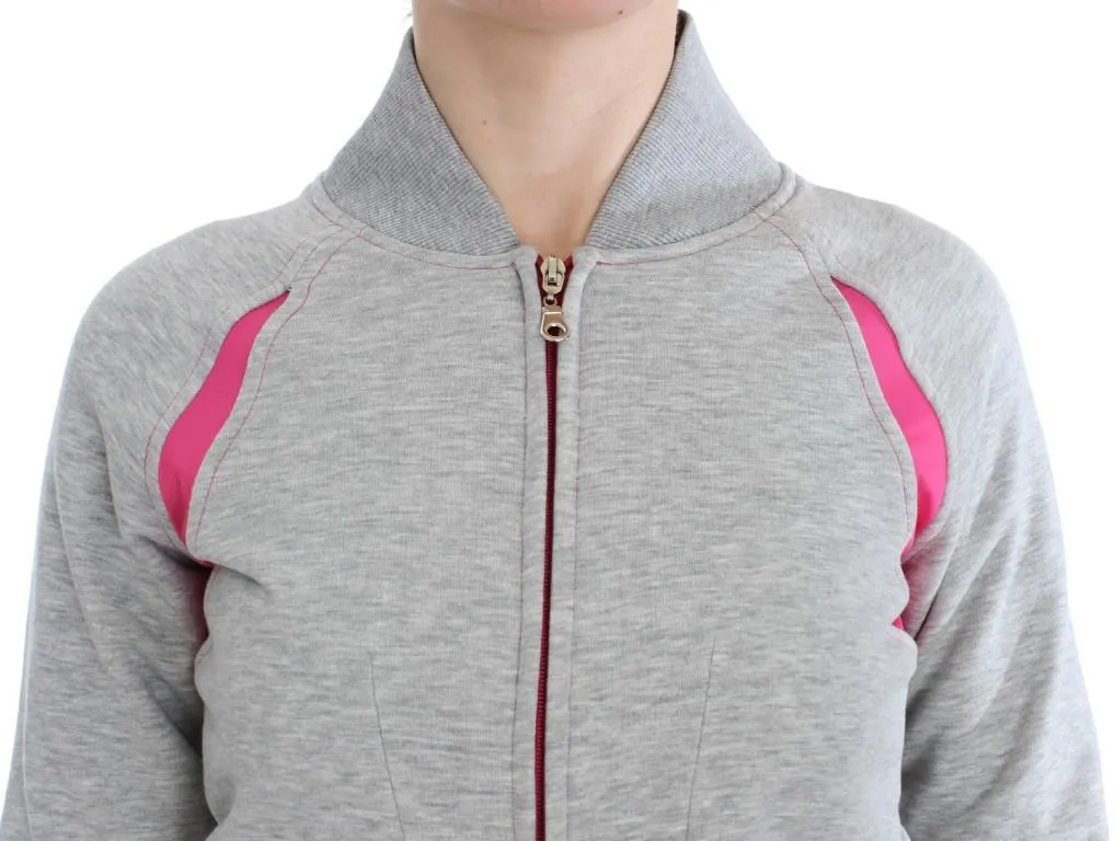 Gray Sport Cotton Zipper Sweater