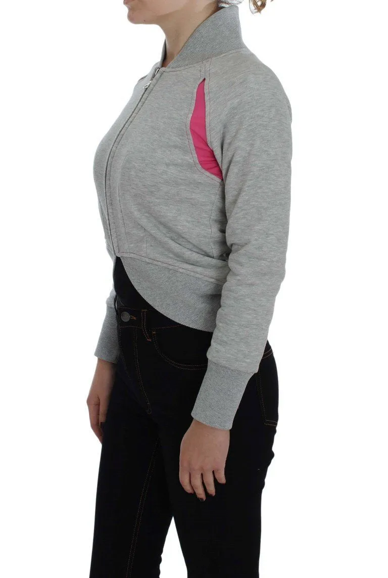 Gray Sport Cotton Zipper Sweater