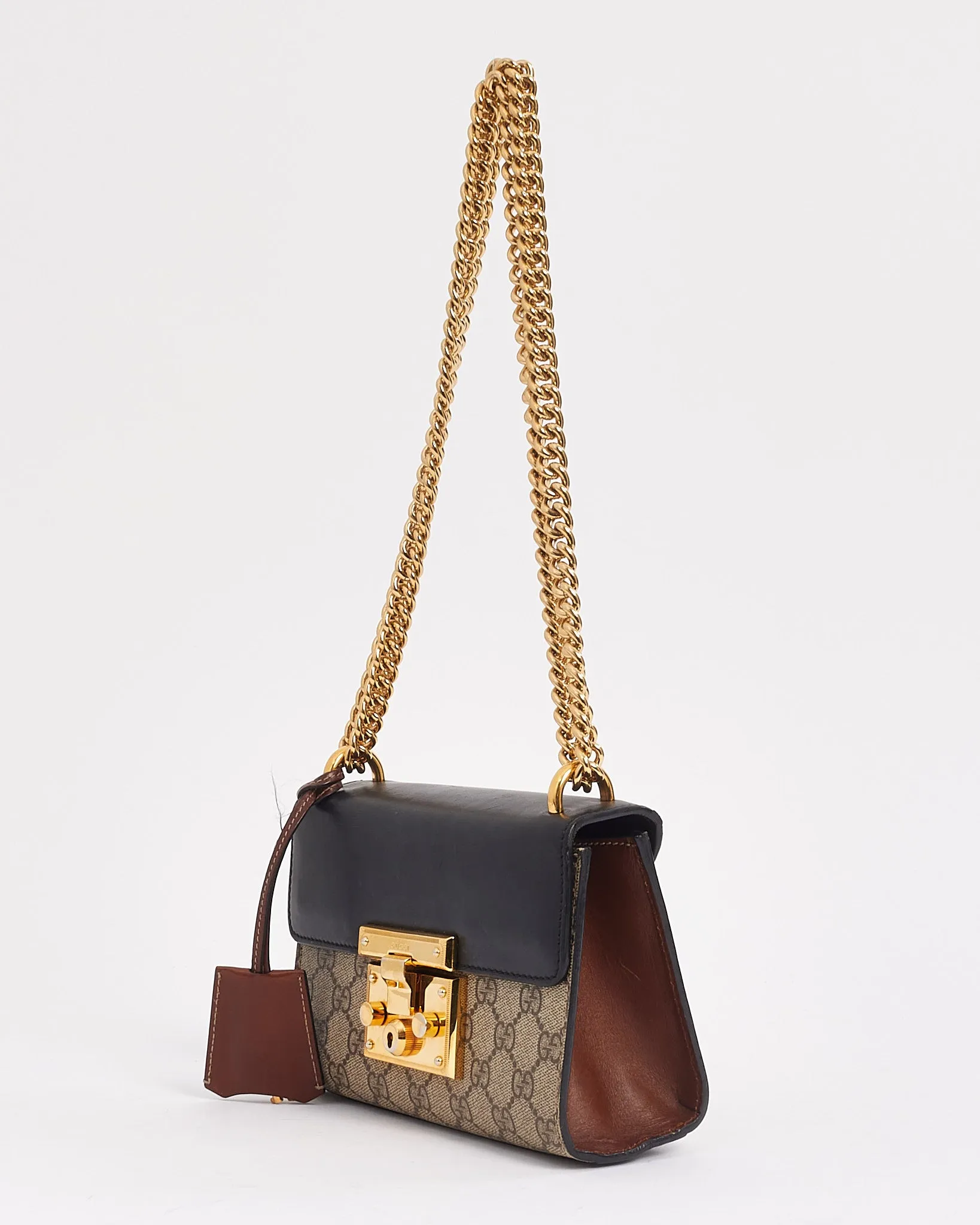 Gucci Black/Beige GG Supreme Canvas Small GG Padlock Shoulder Bag