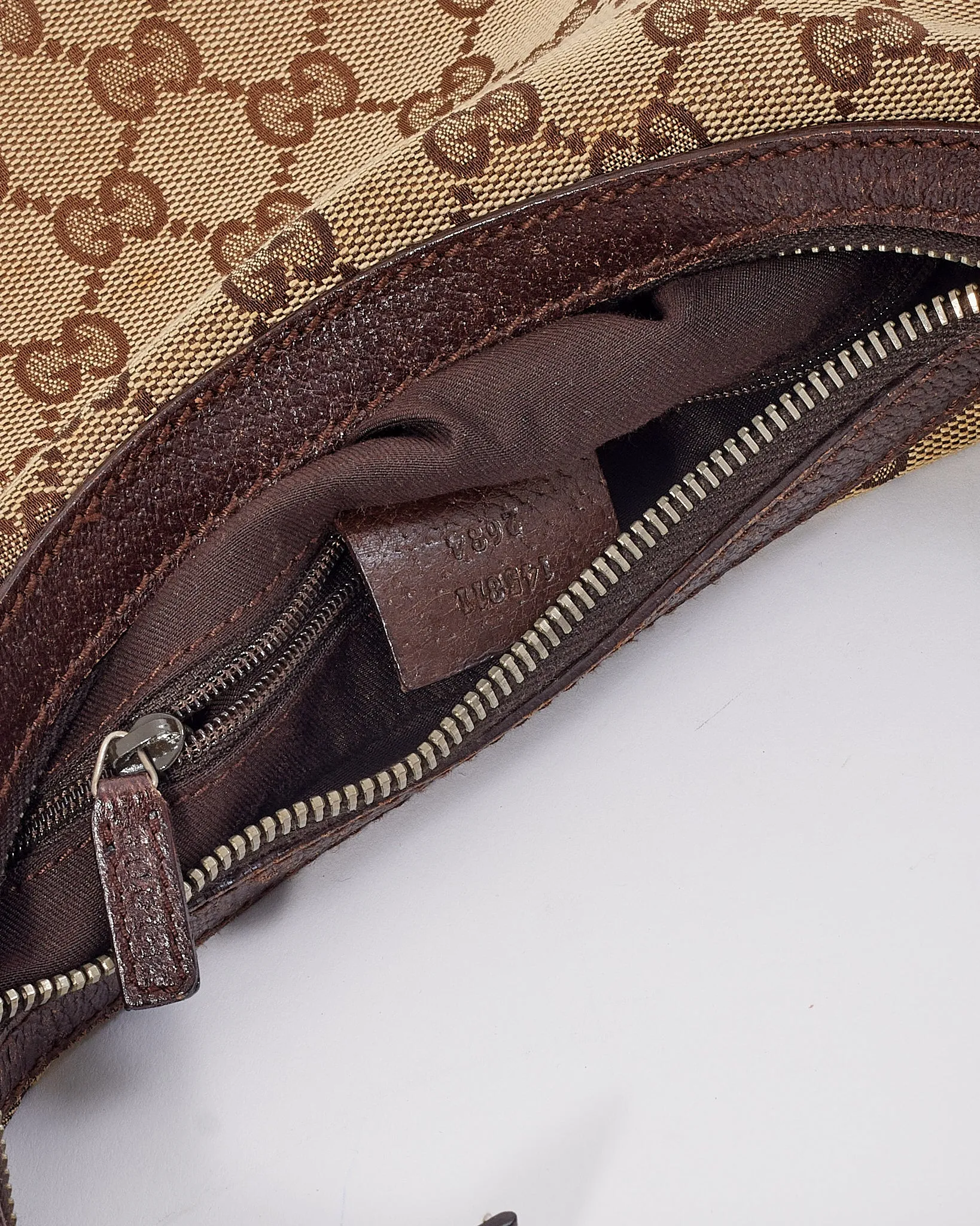 Gucci Brown GG Canvas Print Web Detail Shoulder Bag