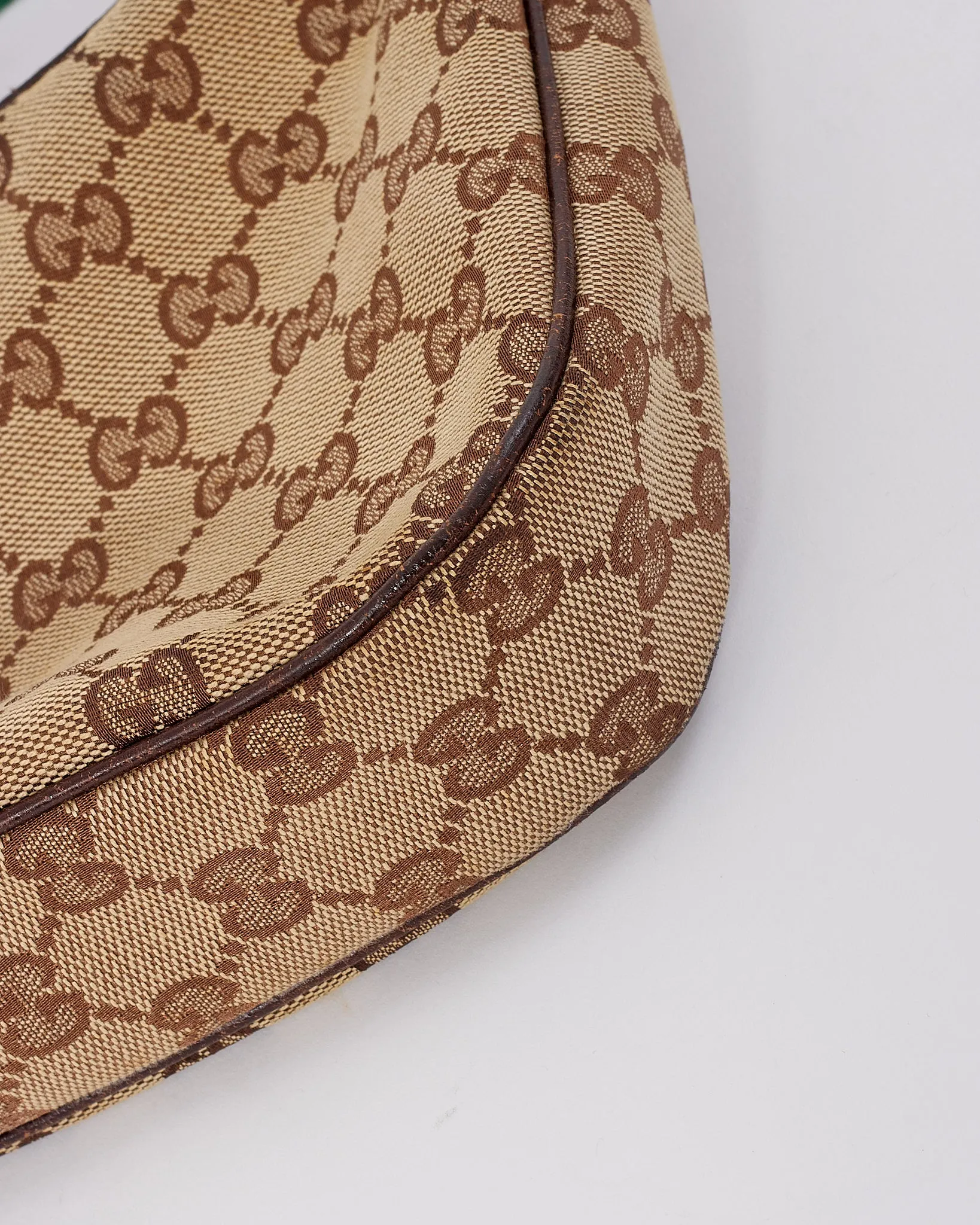Gucci Brown GG Canvas Print Web Detail Shoulder Bag