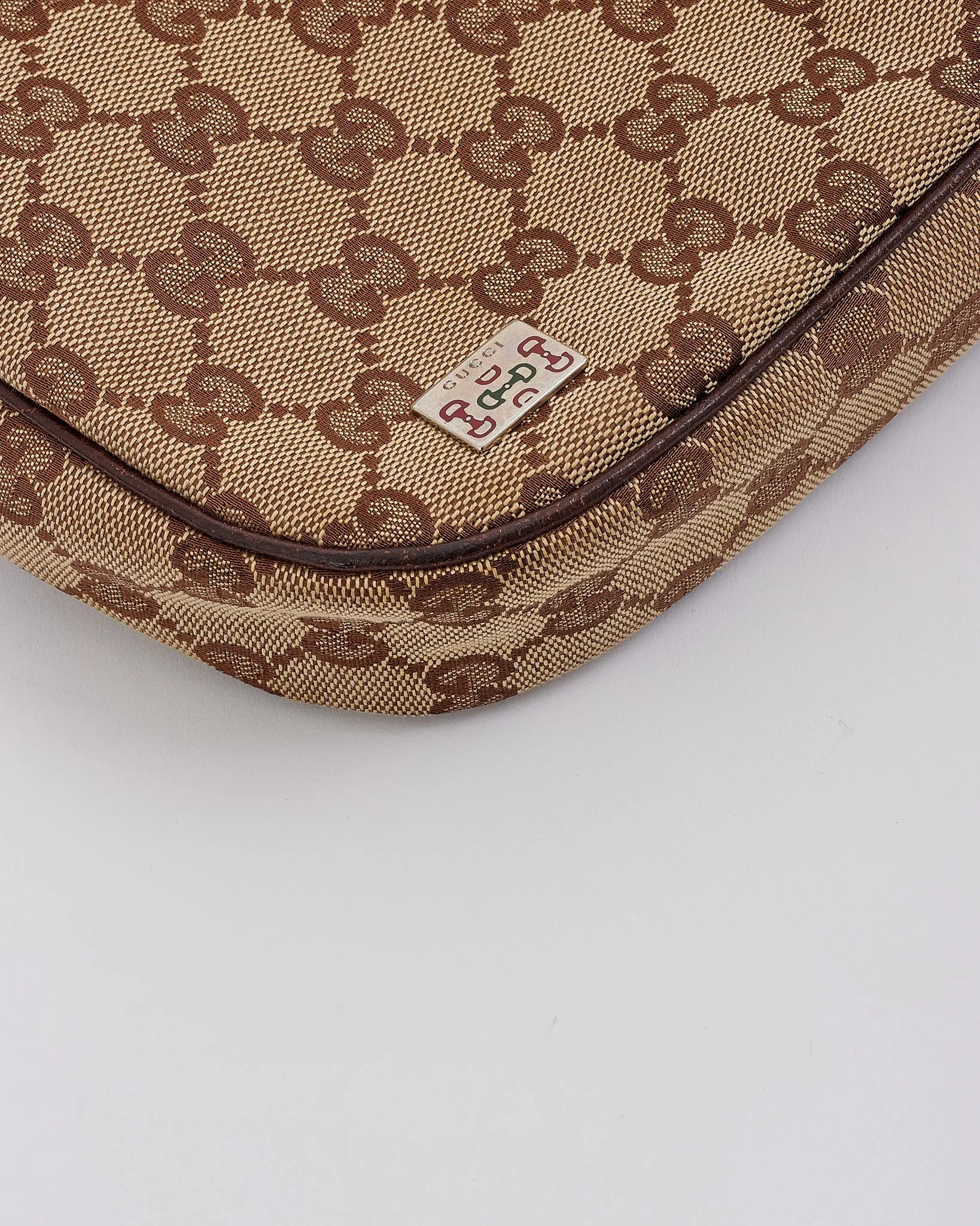 Gucci Brown GG Canvas Print Web Detail Shoulder Bag
