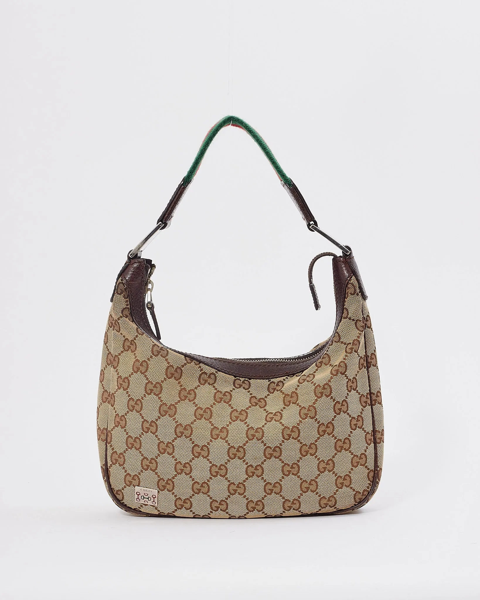 Gucci Brown GG Canvas Print Web Detail Shoulder Bag
