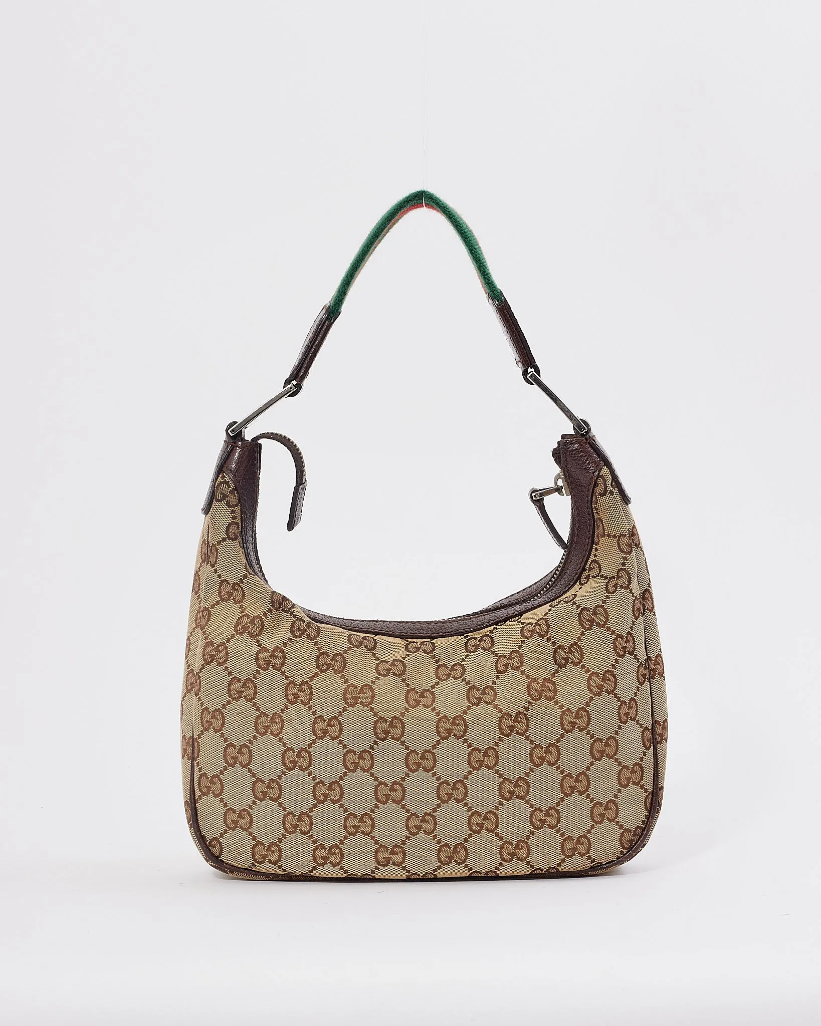 Gucci Brown GG Canvas Print Web Detail Shoulder Bag