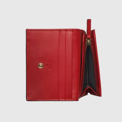 Gucci GG Supreme Card Case with Cherries in Beige