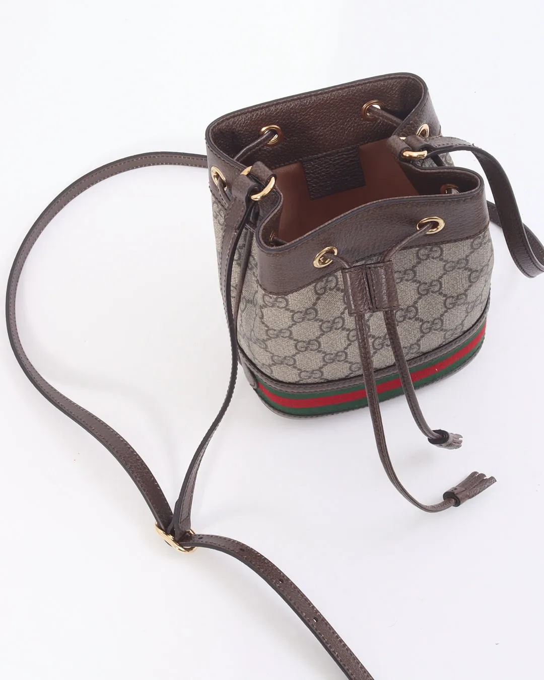 Gucci GG Supreme Mini Web Ophidia Bucket Bag