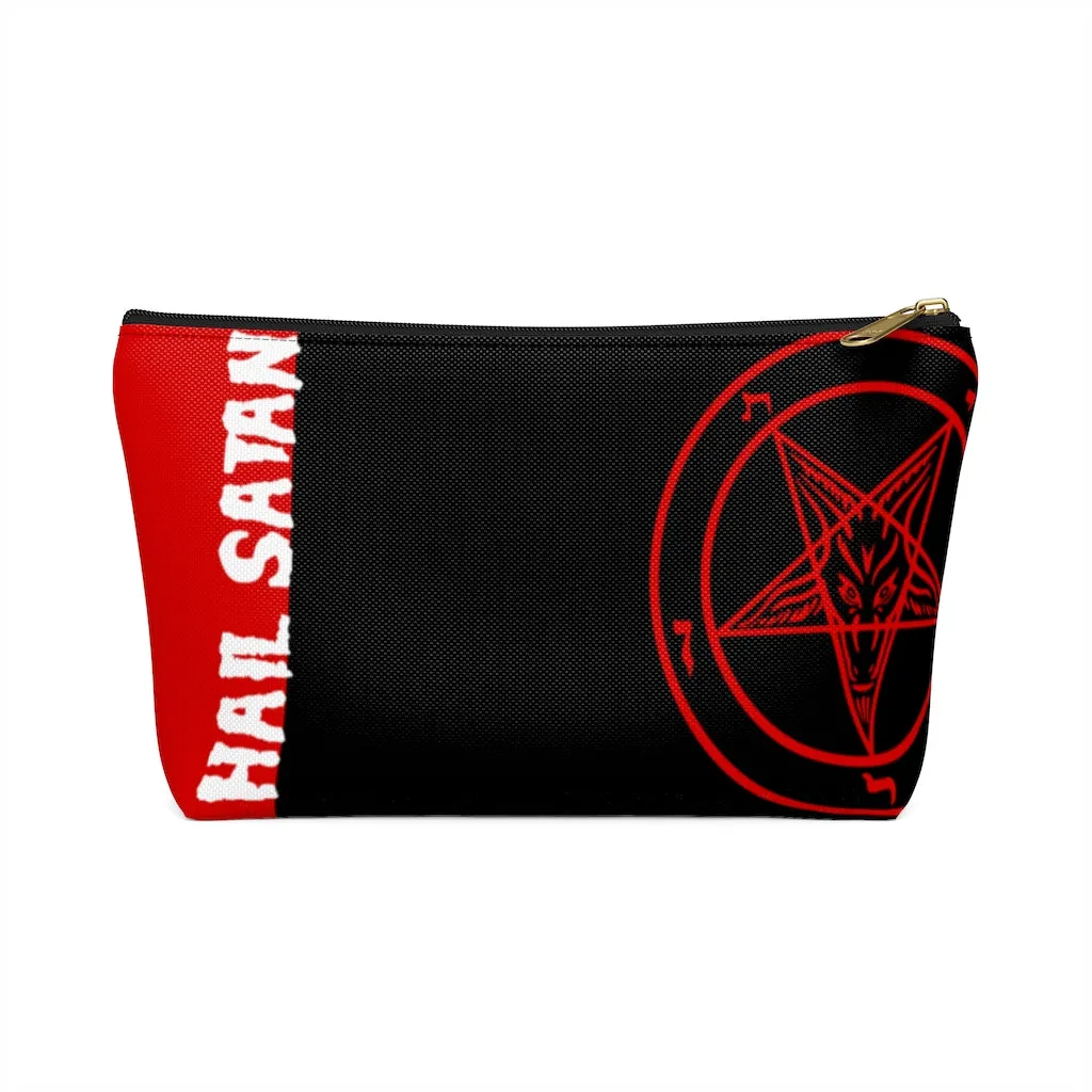 Hail Satan Baphomet - Red -Accessory Pouch w T-bottom