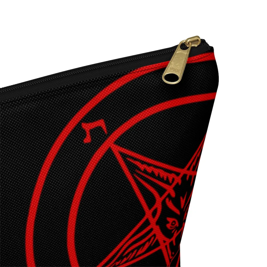 Hail Satan Baphomet - Red -Accessory Pouch w T-bottom