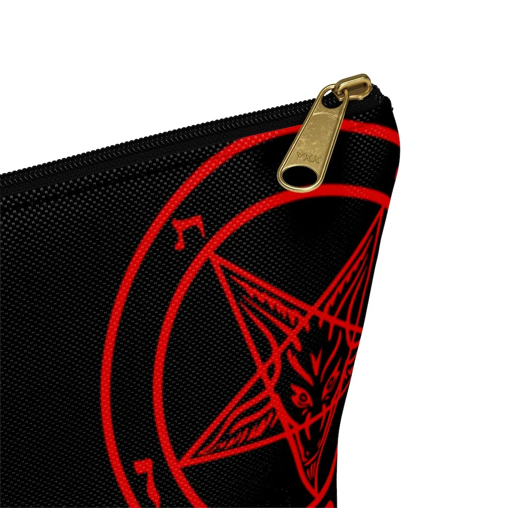 Hail Satan Baphomet - Red -Accessory Pouch w T-bottom