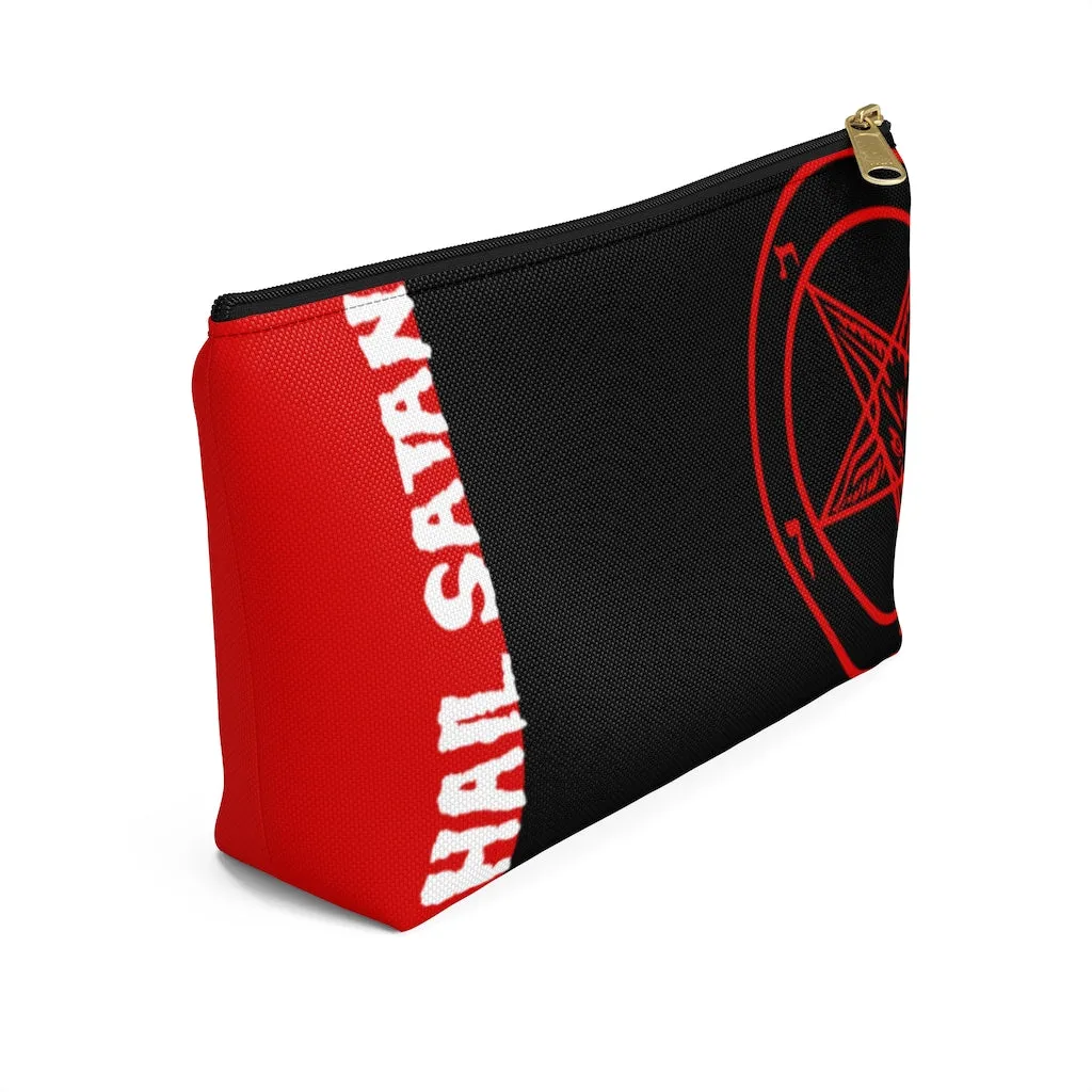 Hail Satan Baphomet - Red -Accessory Pouch w T-bottom