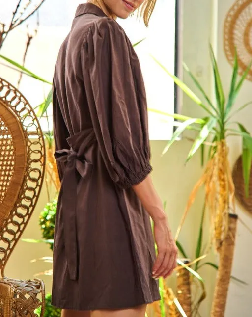 Half sleeve belted dress