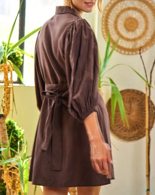 Half sleeve belted dress