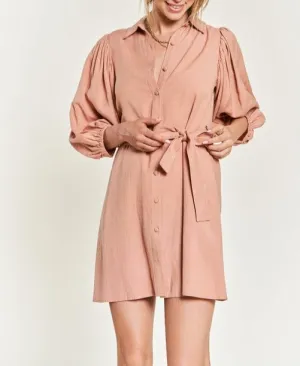 Half sleeve belted dress