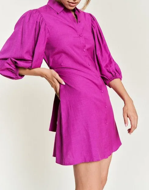 Half sleeve belted dress