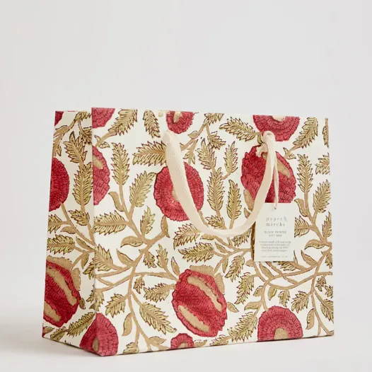 Hand Block Printed Gift Bag, Festive