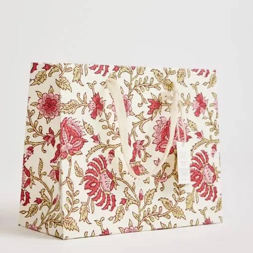 Hand Block Printed Gift Bag, Festive