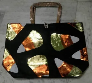 Handmade Sequence embroidery designs printed jute bag