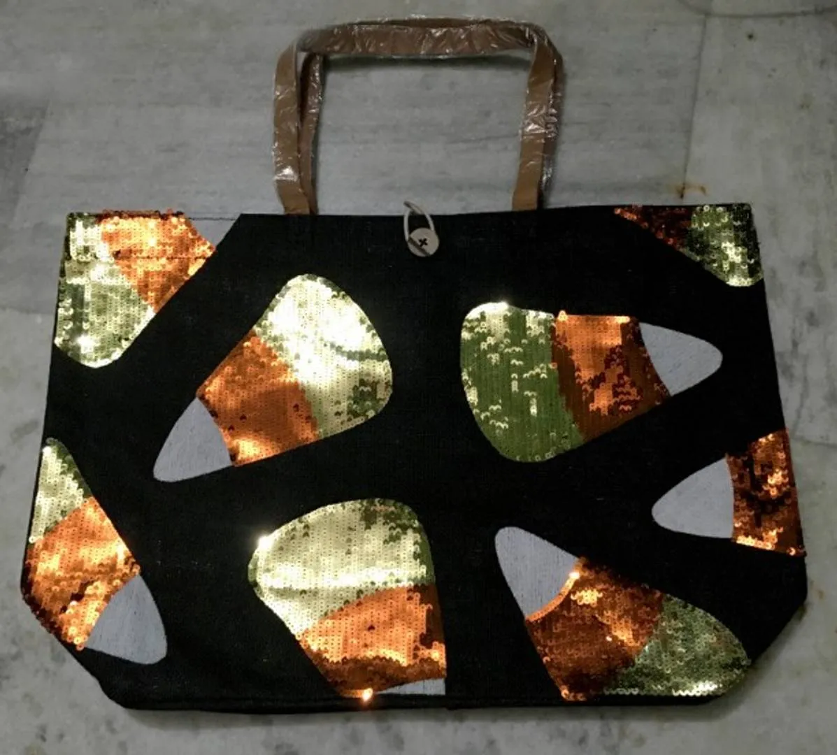 Handmade Sequence embroidery designs printed jute bag